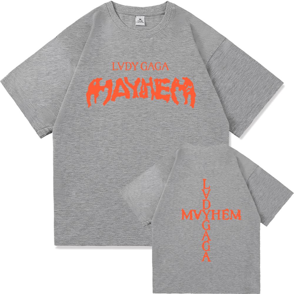 Lady Gaga Mayhem Tshirt 2025 New Album Fashion Men Summer Retro Harajuku High Quality Clothes Cotton Fan Tshirt