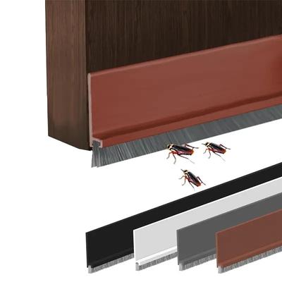 Joint de porte Coupe-vent avec brosse Réduit le bruit Caoutchouc Bas de porte Bloqueur d'air Étanchéité anti-insectes anti-poussière et insonorisée