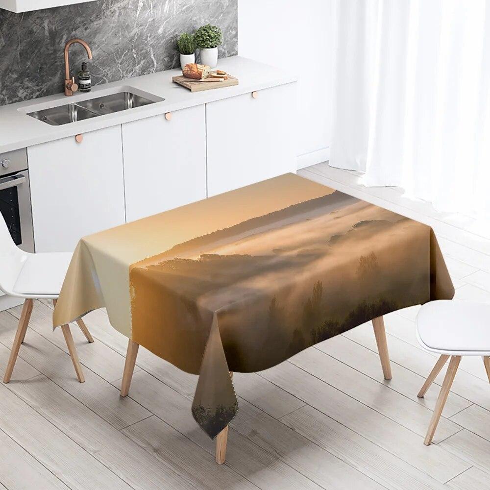 Day Road Dusk Sunset Scenery Printed Tablecloth Outdoor Picnic Camping  Antifouling Waterproof Table Home Decoration