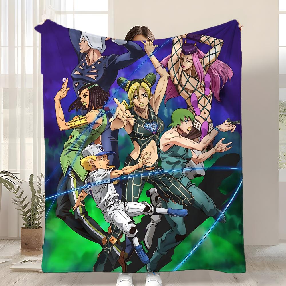 J-JoJo B-Bizarre Adventure Throw Kid-Friendly Flannel Throw Blanket Soft Warm Anti-Static Washable All Season