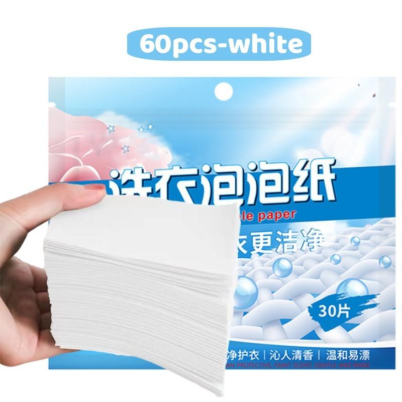 

30/60 шт./1 комплект для стирки, сильное обеззараживание, моющее средство для стирки, нижнее белье, одежда, чистка, моющее средство, бумага для стирки 60pcs белый