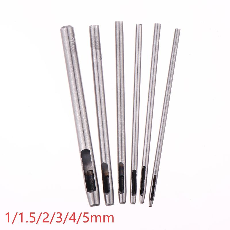 6 Pcs Kit Hollow Punch Set Round Hole Punch Tool Steel Leather Craft Working For Watch Band,Fabric,Plastics,Gasket Belt