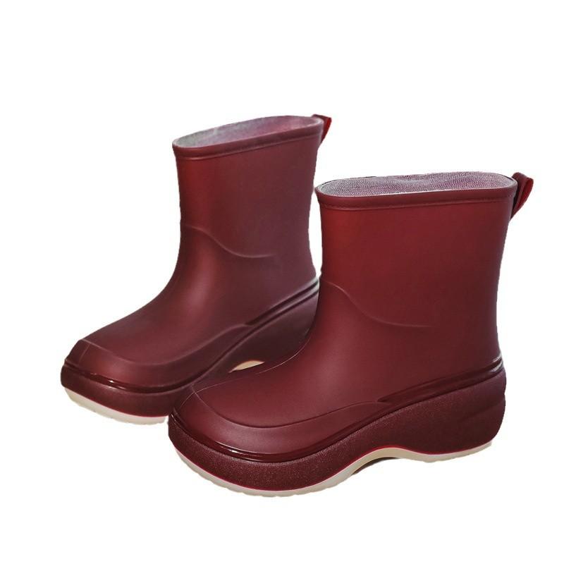 Fashion Rain Shoes Women's Short Rain Boots Waterproof and Sweet Solid Color Rubber Shoes Kitchen Non-slip Car Wash Work Wear-resistant