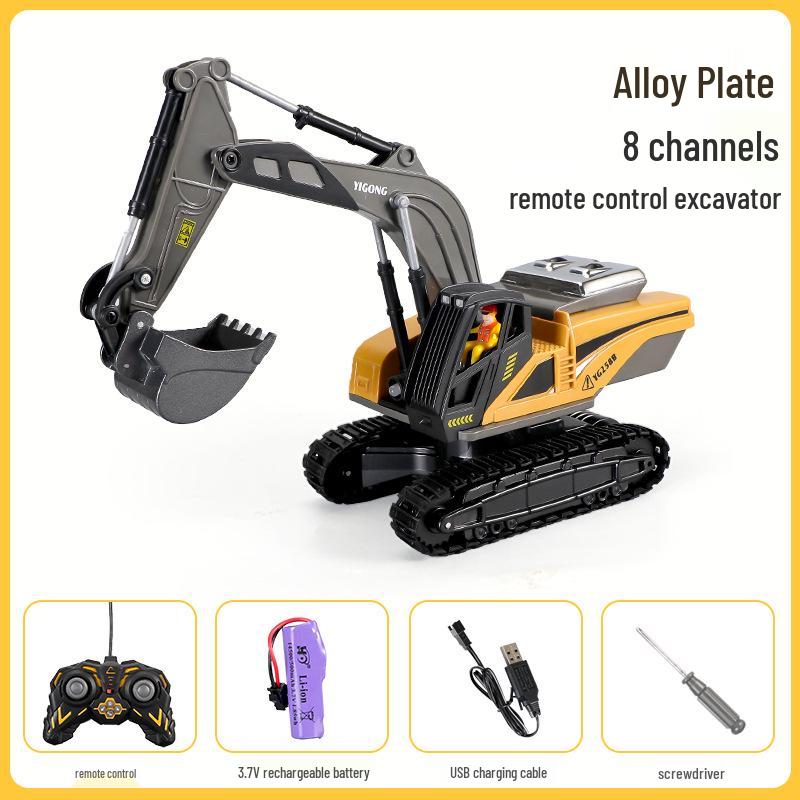 Alloy Remote Control 2.4G Excavator Bulldozer & Dump Truck Set for Kids