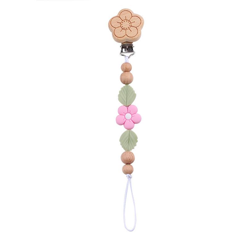 Adorable Flower-Shaped Pacifier Holder – Soft Silicone Baby Teether Chain, Cute Anti-Fall Nipple Clip for Toddlers