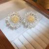 S925 Silver Needle Daisy Flower Stud Earrings for Women – Cute, Transparent, Fresh, and Fashionable.