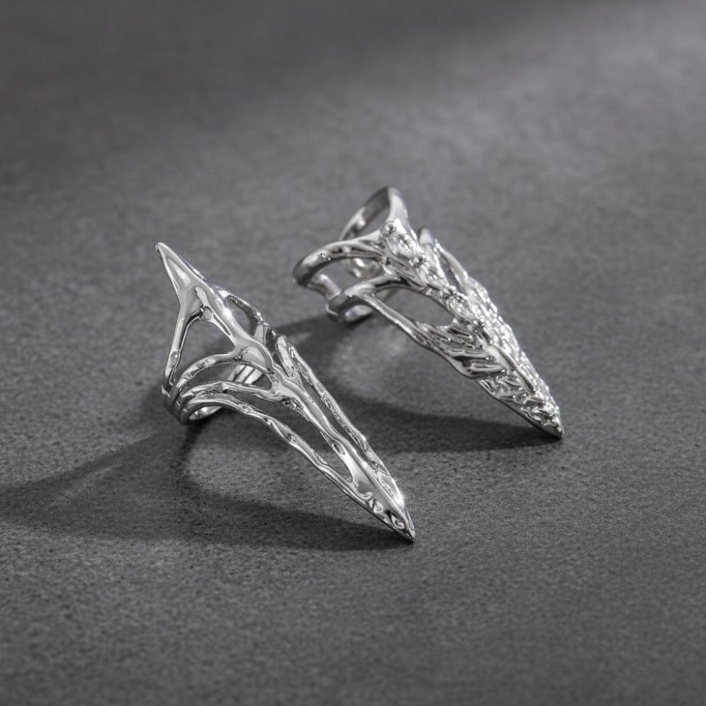 Machinery Style Gothic Ring Elegant Punk Metal Jewelry Daily Nail Ring  Halloween