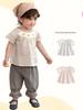 Korean Style Girls' Summer Two-Piece Set: Cute Printed T-shirt & Casual Pants for 1-Year-Olds
