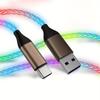 120W Flowing Led Luminous RGB USB A To Type C Charging Cable Sync Data Usb Cable for 17 16 15 Pro Huawei Samsung Oppo