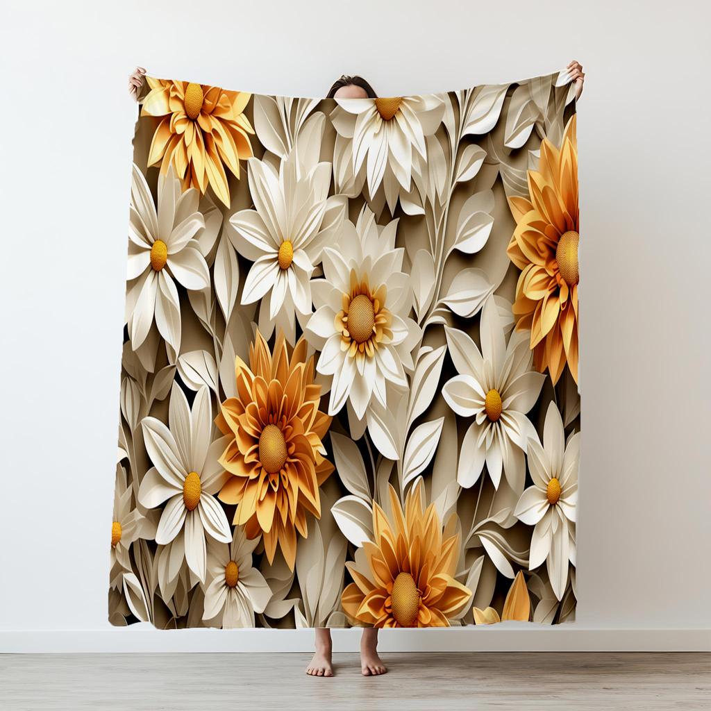1PC flowers pattern printed blanket suitable for sofas beds offices travel camping chairs warm plush blanket