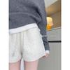 Women's High Waist Korean Style Lambswool A-line Bootcut Shorts
