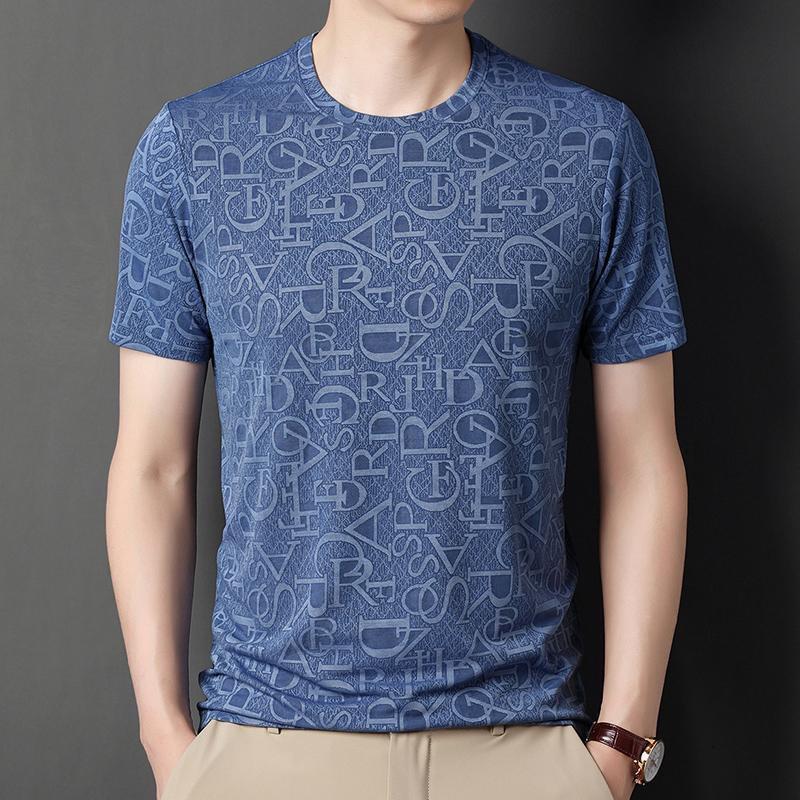 Men's Luxury Jacquard Crew Neck Short-Sleeve T-Shirt - Trendy Summer Fashion