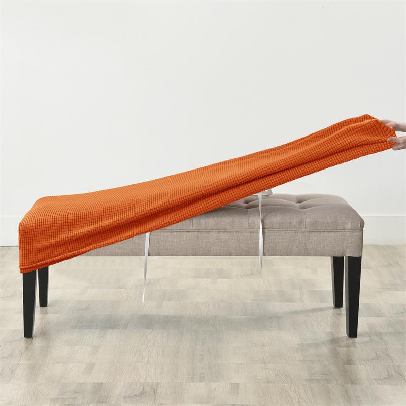 

1pc Rectangle Dining Bench Cover Solid Color All-inclusive Piano Bench Cover Elastic Ottoman Stool Slipcover for Living Room