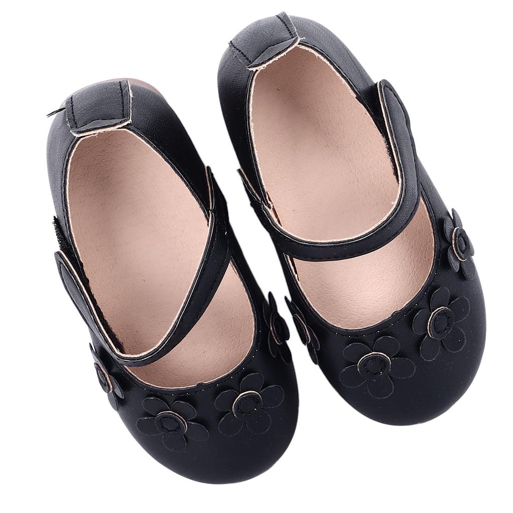 Kids PU Leather Shoes Fashionable Flower Soft Soled Comfortable Flat Dress Shoes for Party Stage