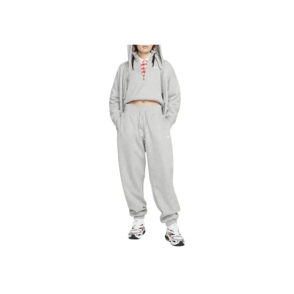 Nike High-Waisted Oversized Fleece-Lined Knit Joggers With Elastic Waist And Drawstring Women Bottoms Light-Grey DQ5888-063