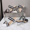 Women's Shoes Summer New Sexy Striped Cross High Heel Crystal Wedge Slippers Simple 1098 Series 8cm Heel LFD