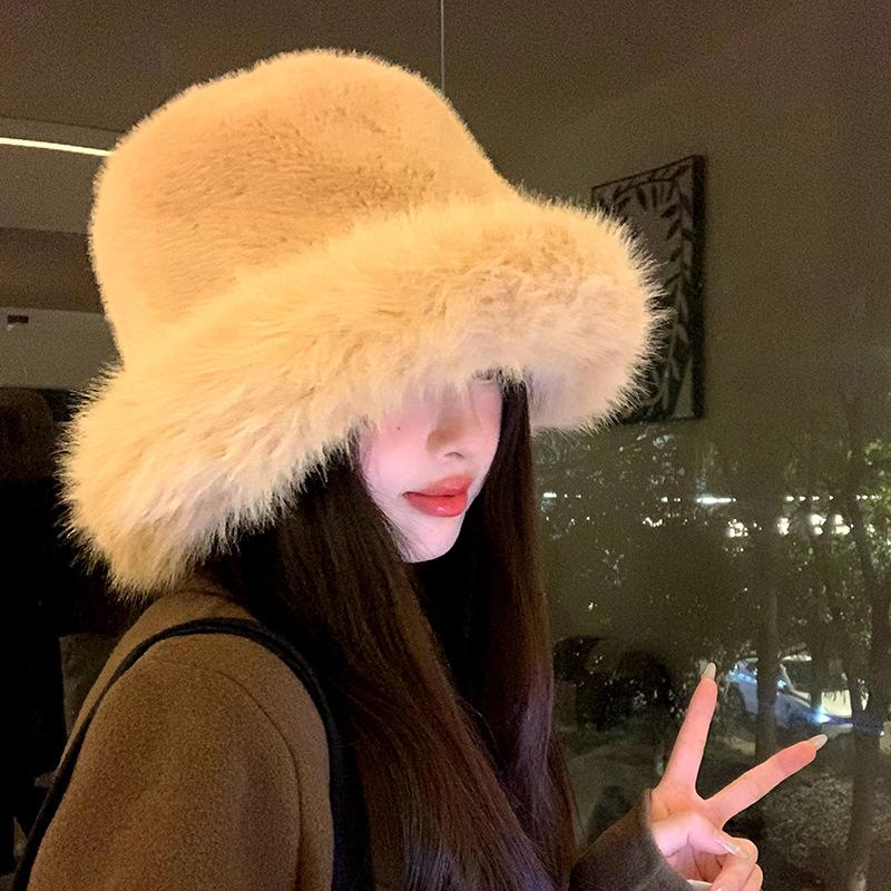 Imitation Fur, Mink Hair, Plush Fisherman'S Hat, Children'S Season, Big Versatile Head Circumference, Small Face, Warm Ear Protection, Pullover Hat