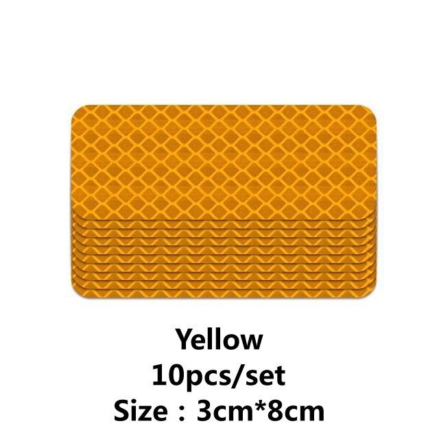 

10 шт. 3*8 см светоотражающие наклейки на бампер автомобиля светоотражающая предупреждающая полоса лента надежные светоотражающие наклейки наклейки предупреждение о безопасности жёлтый