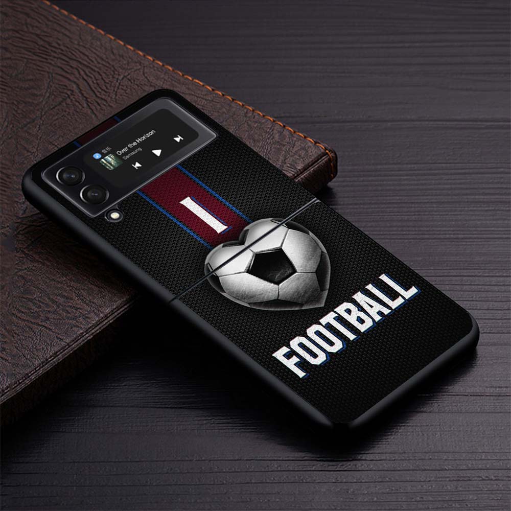 Football Soccer Ball Design Phone Case For Samsung Galaxy Z Flip3 Flip4 Flip5 Flip6 Flip7 For Z Flip 7 6 5 4 3 5G Hard Folding C