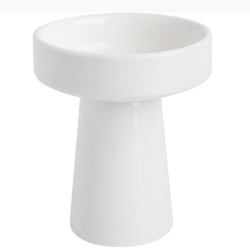 High-foot Dinner Plate Ceramic Fruit Plate Desktop Decoration Dessert Plate Home Kitchen White Porcelain Tableware