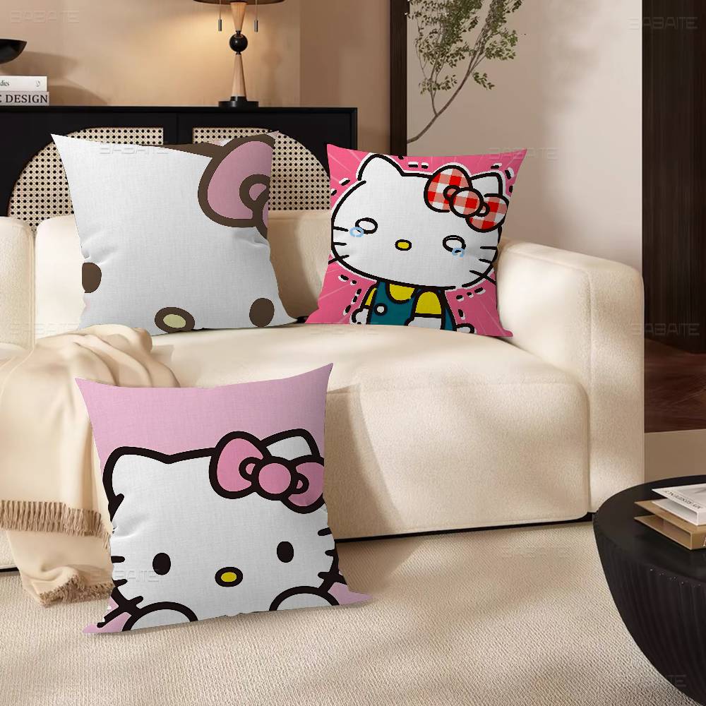 Cute H-Hello K-Kitty Cartoon Cushion Cover Inches Farmhouse Decor Home Throw Pillow Covers For Couch Decorations