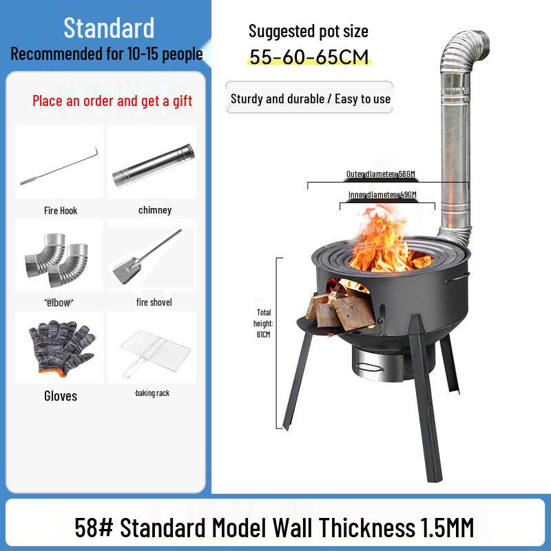 Smokeless Outdoor Firewood Stove for Camping and Home Use