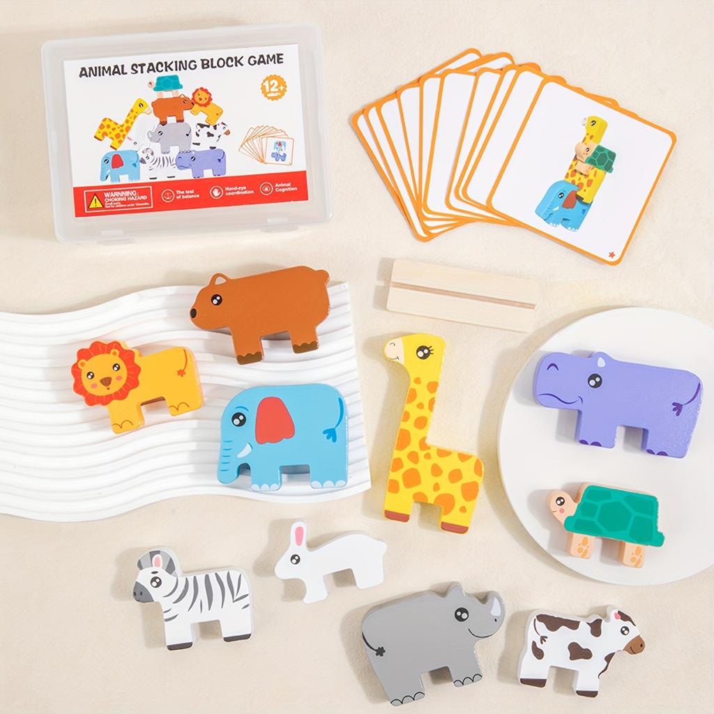 Children's Puzzle Building Block Toys, Wooden Forest Animals, Layered Music