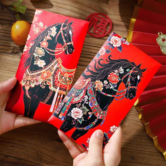 6 Pcs Chinese New Year Red Envelope 2026 Year of The Horse Lucky Money Red Packets Hong Bao for Spring Festival Birthday