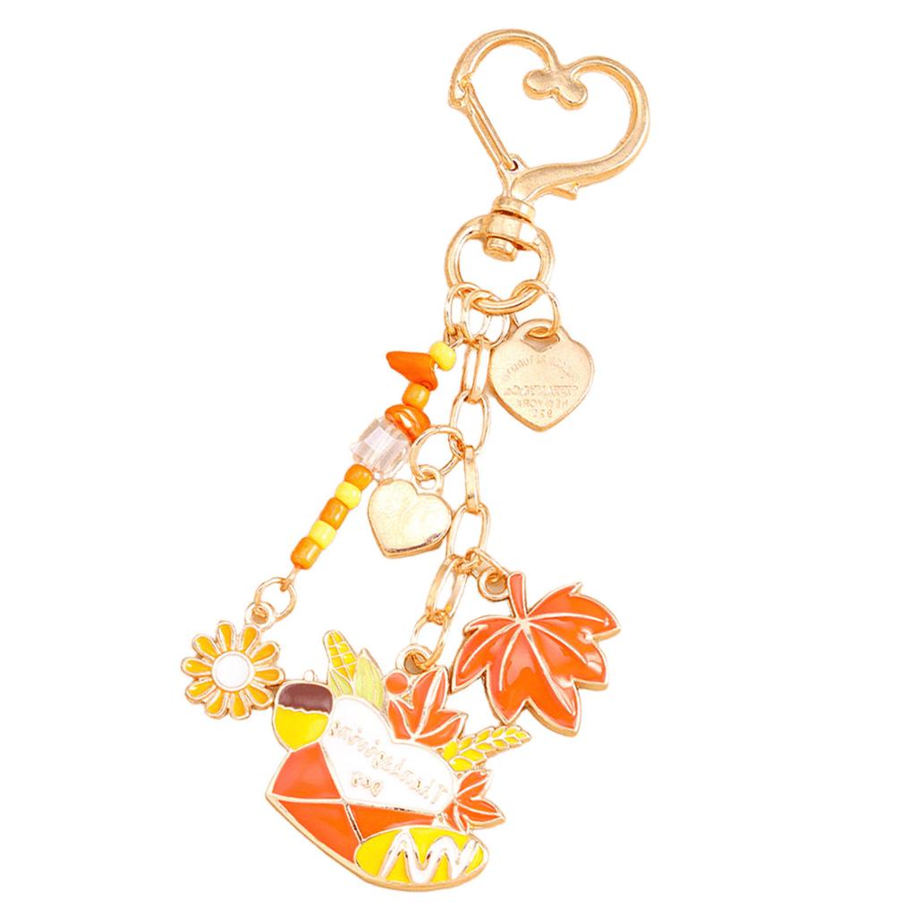 Festlicher Pilz Kürbis Schlüsselanhänger Dekorative Blume mit Perlen Schlüsselhalter Dekoration Für Rucksack Handtasche Schmuck
