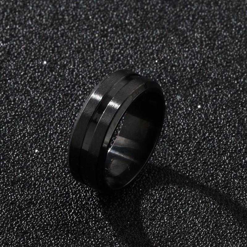 8mm Matte Stainless Steel Men's Fashion Ring - Simple, Wide-Face Titanium Design