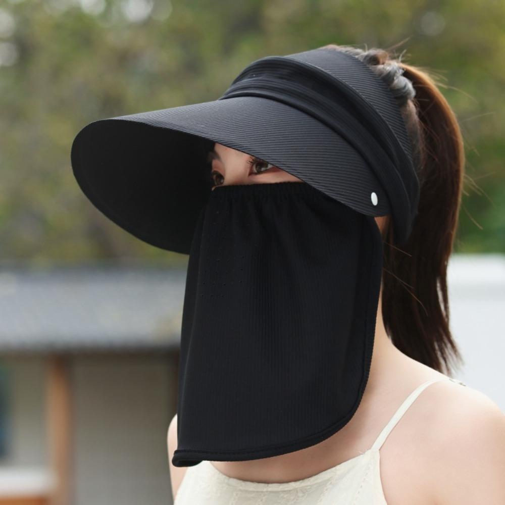 with Face Cover Sun Visor Hats Empty Top Sun Hat Outdoor Peaked Cap  Summer