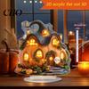 Candlelight Ornaments Halloween 2D Acrylic Flat Ghostly Decoration Spooky Night Light Decorations for Desk Home Office Cafe Transparent