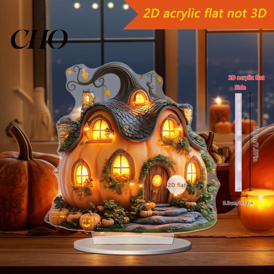 Candlelight Ornaments Halloween 2D Acrylic Flat Ghostly Decoration Spooky Night Light Decorations for Desk Home Office Cafe Transparent
