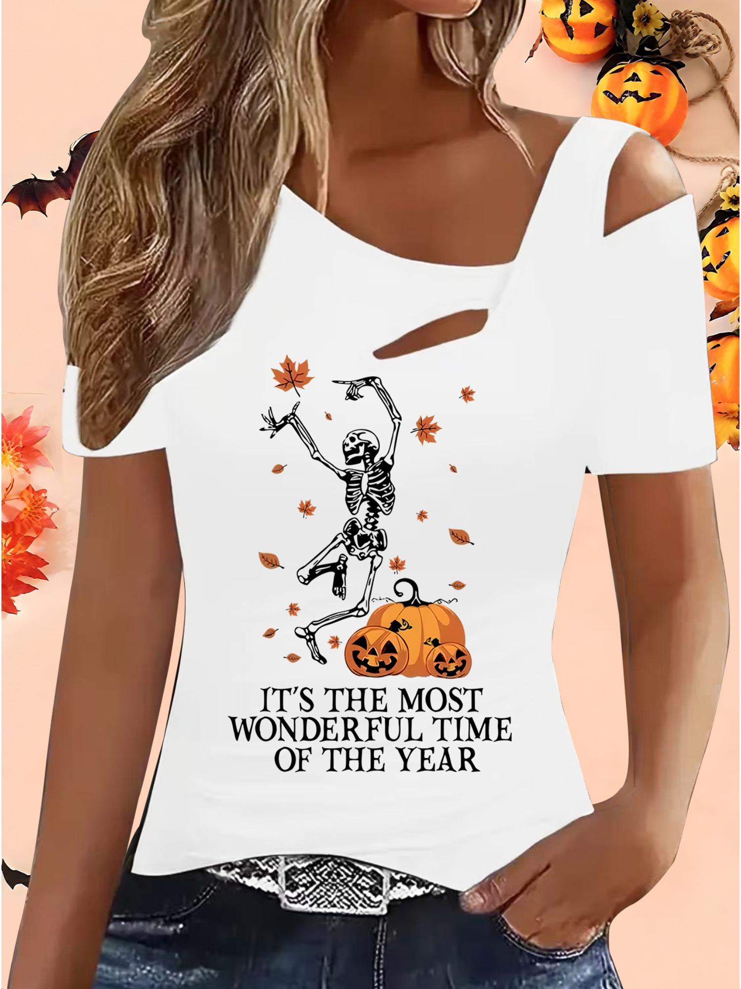 

Женские Свободные Топы Блузки Рубашки Подарок на Хэллоуин и Рождество S белый