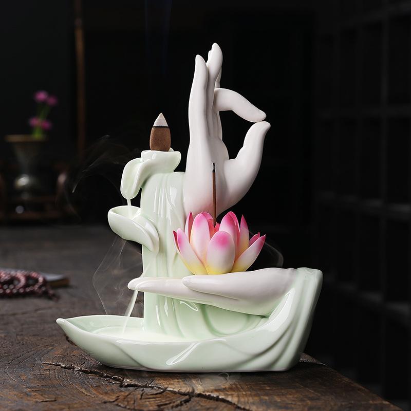 

Incense Waterfall Incense Burner Ceramic Dragon Decorative Game With 20pcs Mixed Incense Cones Waterfall Smoking room Decor білий