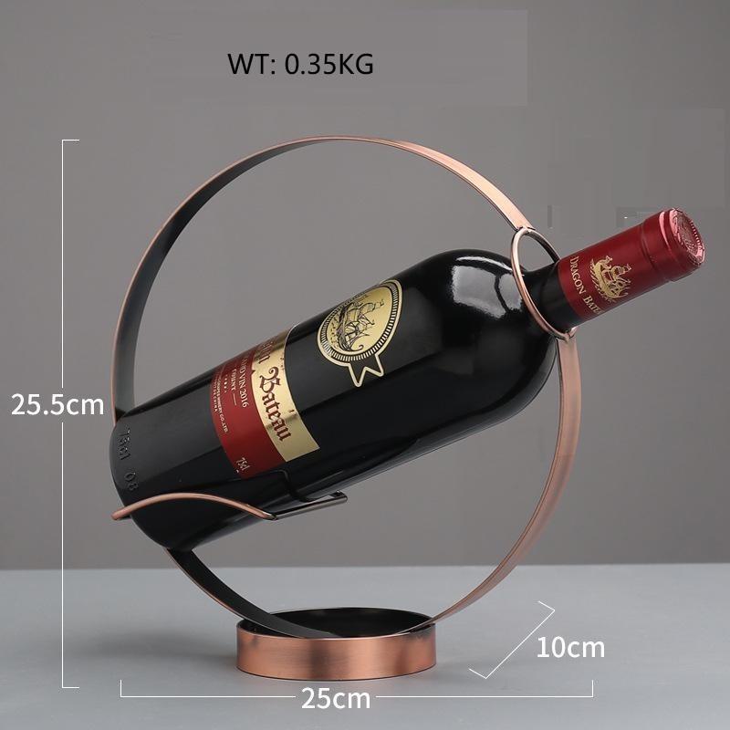 Creative Retro Iron Round Wine Rack Home Desktop Decoration Rack Bar Wine Cellar Bar Supplies