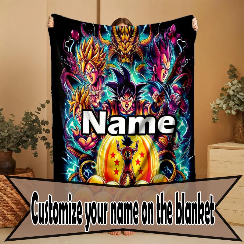 Manta Personalizada con Nombre y Estampado de Anime, Decoración del Hogar, Dormitorio, Sofá, Acampada, Sillón, Regalos para Cumpleaños Navidad