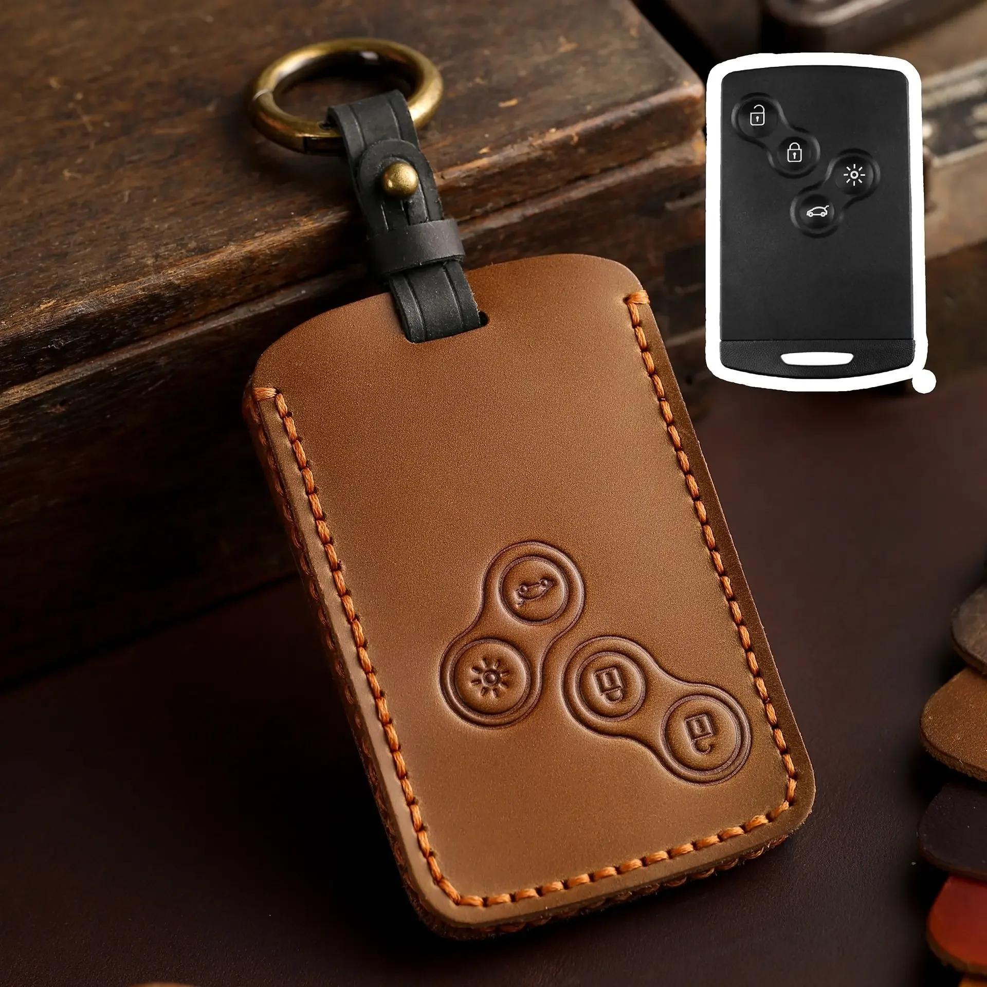 

Leather Cover for Renault Megane 2 3 Clio Scenic Duster Kaptur Captur Logan Laguna Zoe Koleos Danilo Nema Fluence Car Key Case коричневий