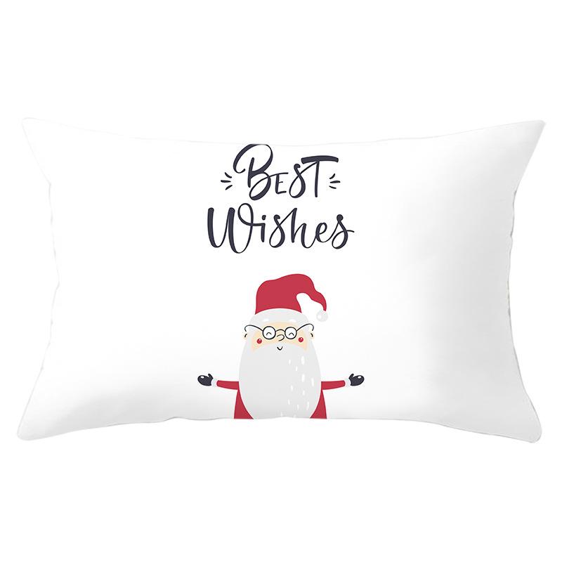 New Christmas Peach Skin Lumbar Pillowcase Cartoon Print Series Sofa Cushion Cover Throw Pillow Cover