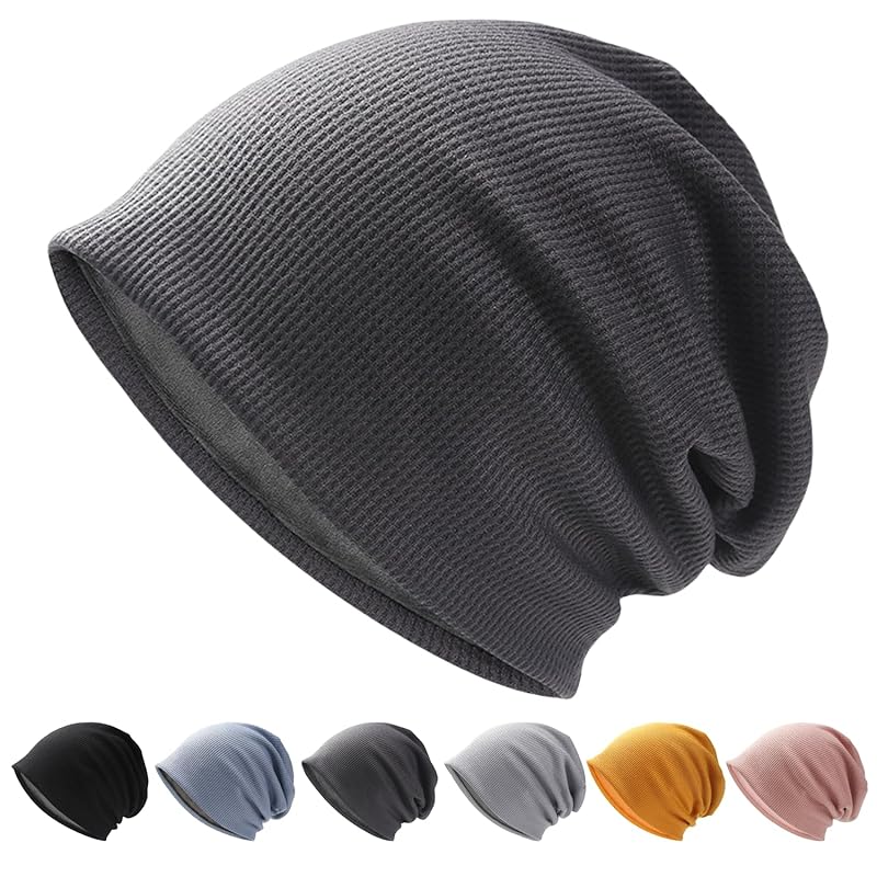 

[Hsdvdva] knit hat men s autumn winter hat Cold protection Heat retention Fleece lining warm soft beanie Plain color skin-friendly medical use care