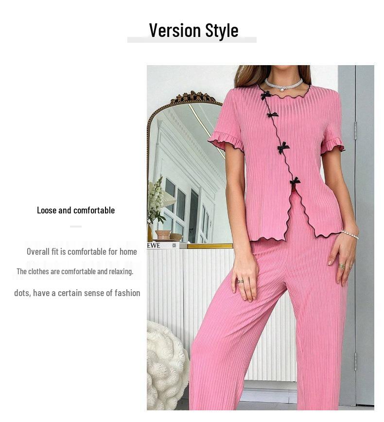 Breathable Long Sleeve Two-Piece Pajama Set for Women – Casual Fashion, Wearable Outside