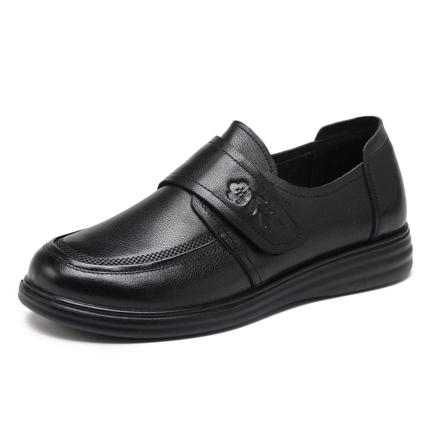 

Туфли-балетки на липучке из натуральной кожи - Нескользящая мягкая подошва, Круглый носок, Женская обувь больших размеров для осени 40 чёрный