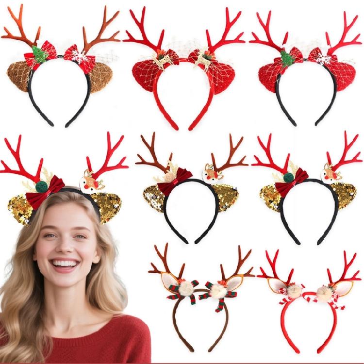 Children Christmas Ears Headbands Masquerades Halloween Hair Hoop for Kids Teens and Adults