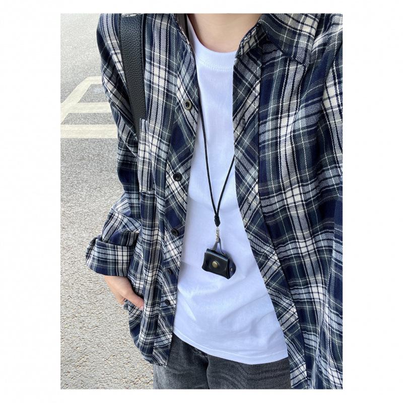 

Manjiangyue Retro Plaid Long-Sleeve Petite Korean Cardigan for Women S (for 80-95 jin) темно-синий