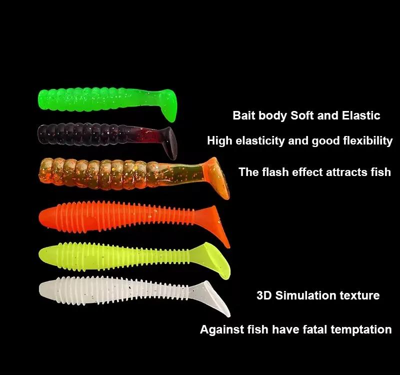 Luya Bait 34pcs 1 Set 17pcs Metal Jig Head Fishing Hooks + 17pcs Soft Worm Lure Grub Silicone Fish Artificial Bait Tackle