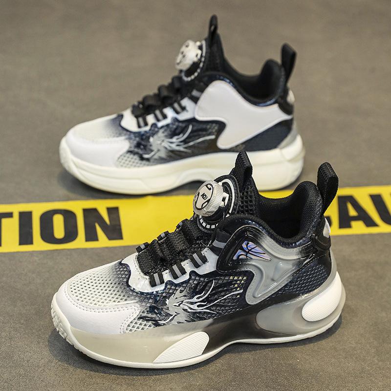 Boys' sports shoes summer single net hollow 2025 new children's shoes basketball shoes medium and older children's non-slip running shoes
