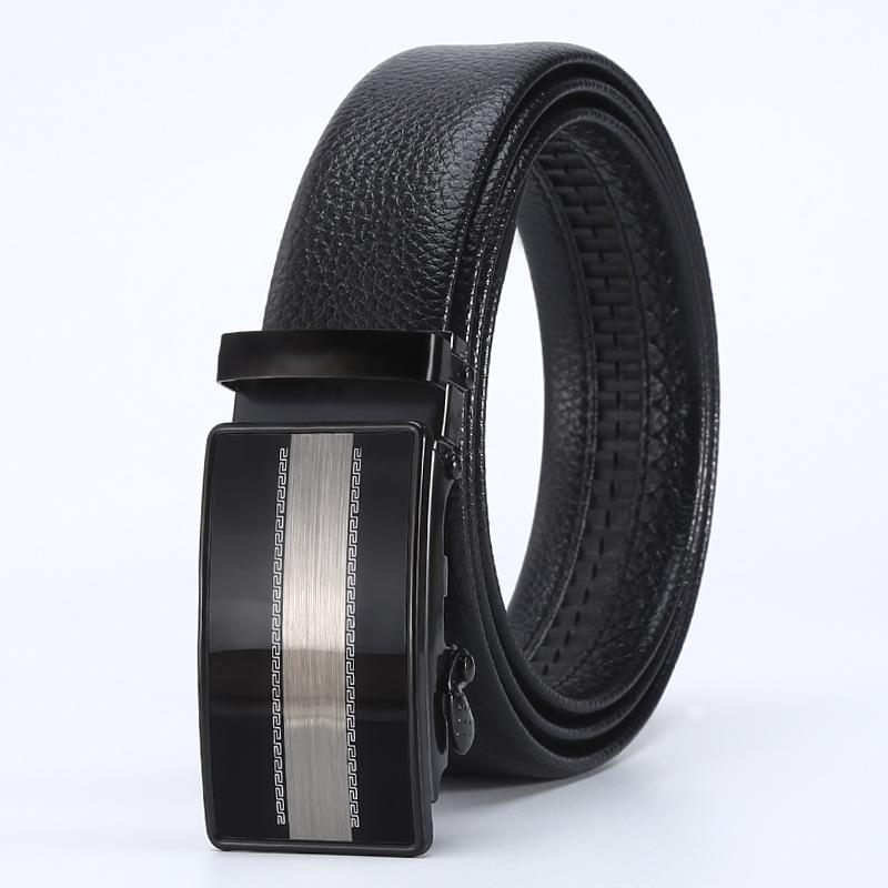 Belt Men'S Business Automatic Buckle Belt Scratch Resistant Lychee Pattern Belt Body Stall