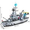 1560pcs 6 IN 1 Military Navy Ship Sets Building Blocks War Army Boat Plane Model Toys for Boys Bricks Toys Christmas Gifts