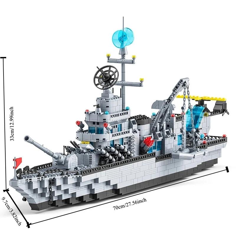 1560pcs 6 IN 1 Military Navy Ship Sets Building Blocks War Army Boat Plane Model Toys for Boys Bricks Toys Christmas Gifts