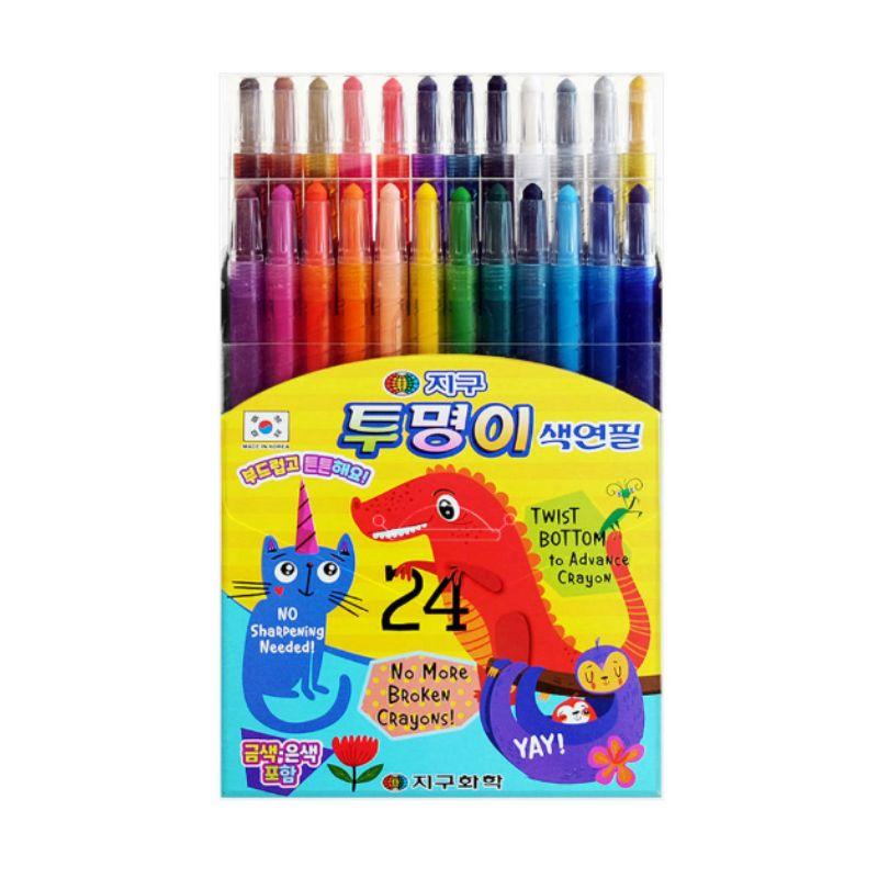 Earth Pencil Transparent Twist-Up Colored Pencils 24 Colors – Retractable Mechanical Colored Pencil Set 1set